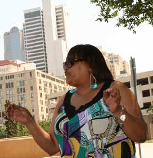 Nancy Hall speaks downtown Dallas
