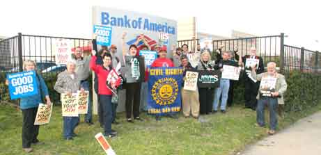 union and church members protested Bank of America