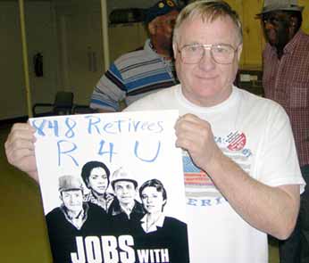 Rex Redden with solidarity sign